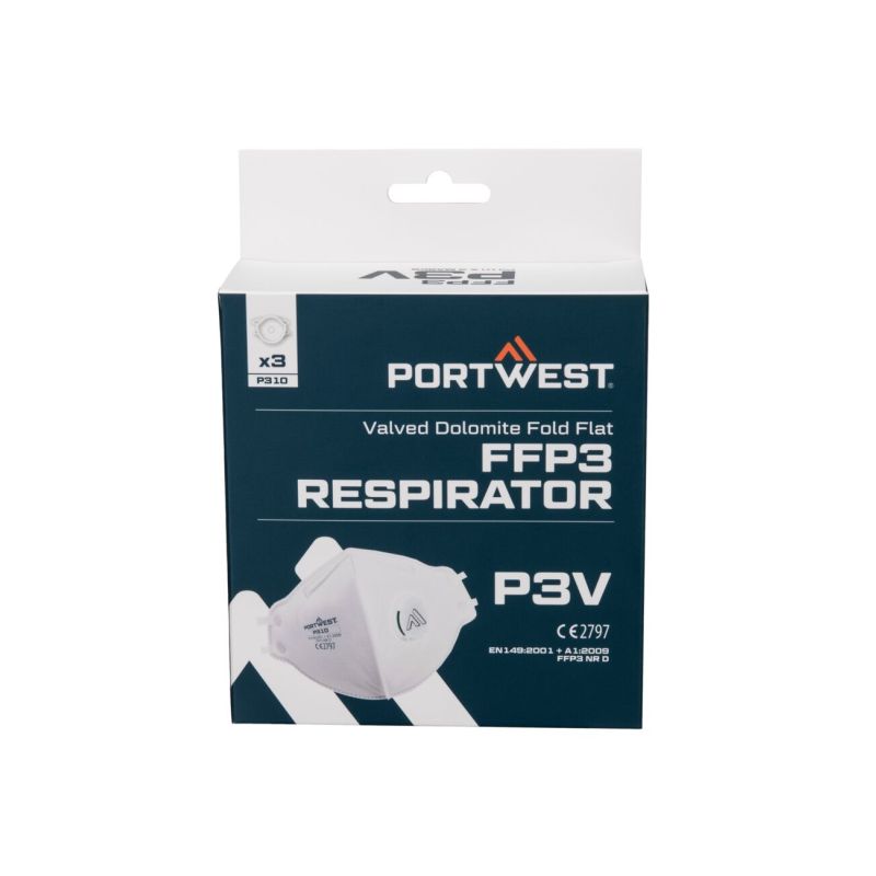 FFP3 Dolomite skládací respirátor s ventilkem (balení 3 ks) - 1