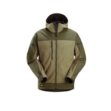 Softshellová bunda AllroundWork Stretch s kapucí khaki - 1
