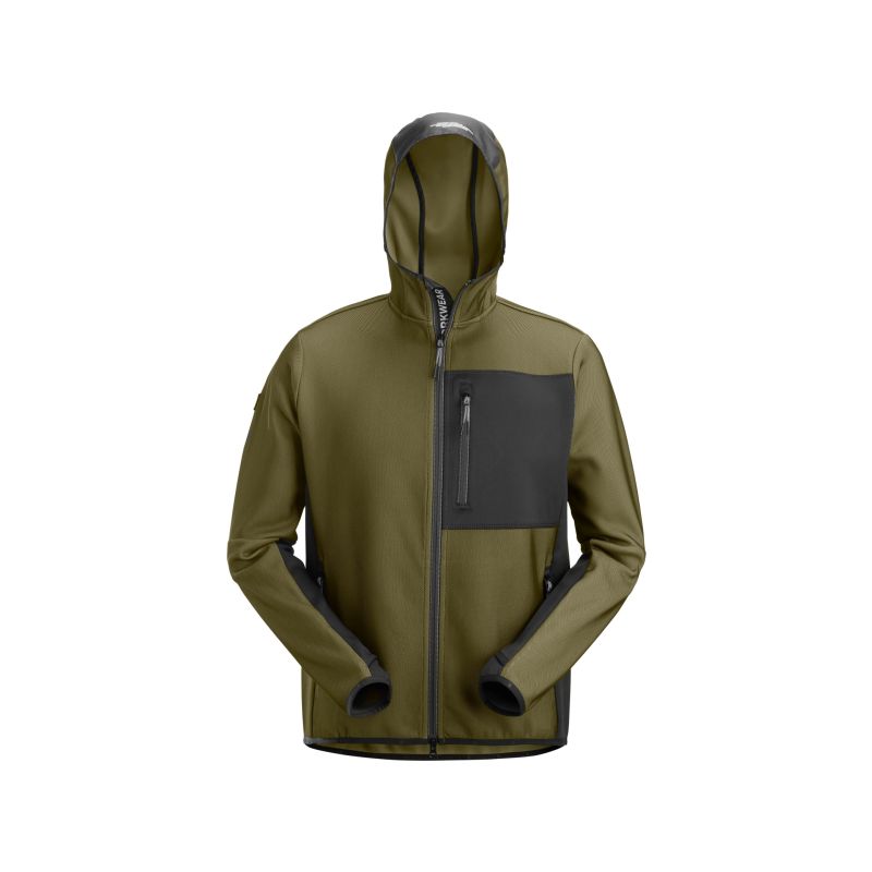 Mikina FlexiWork na zip s kapucí khaki - 1