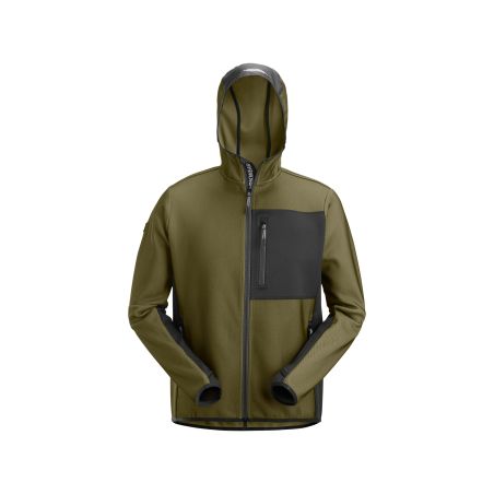 Mikina FlexiWork na zip s kapucí khaki - 1