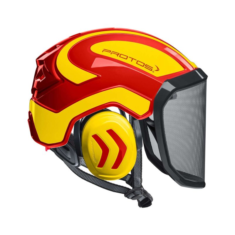 Přilba Protos Integral ARBORIST červená/žlutá s G16 - 1
