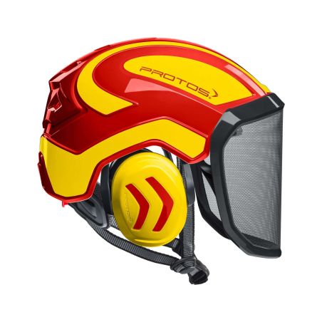 Přilba Protos Integral ARBORIST červená/žlutá s G16 - 1