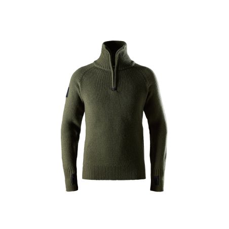 Vlněný svetr s půlzipem khaki - 1
