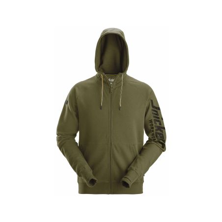 Mikina Snickers Workwear na zip s kapucí khaki - 1