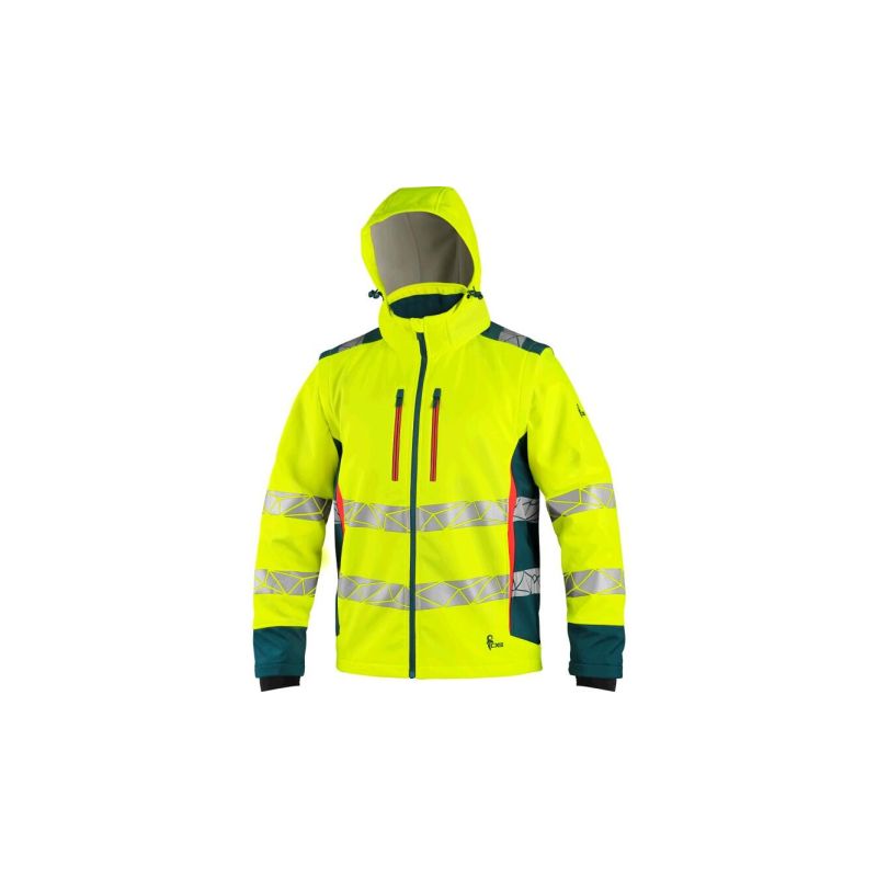 Bunda CXS BEDFORD, výstražná, pánská, softshell, žluto-petrolová - 15